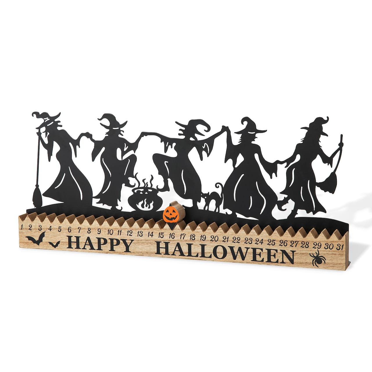 Glitzhome® 18" Halloween Dancing Witch Silhouette Countdown Table Sign